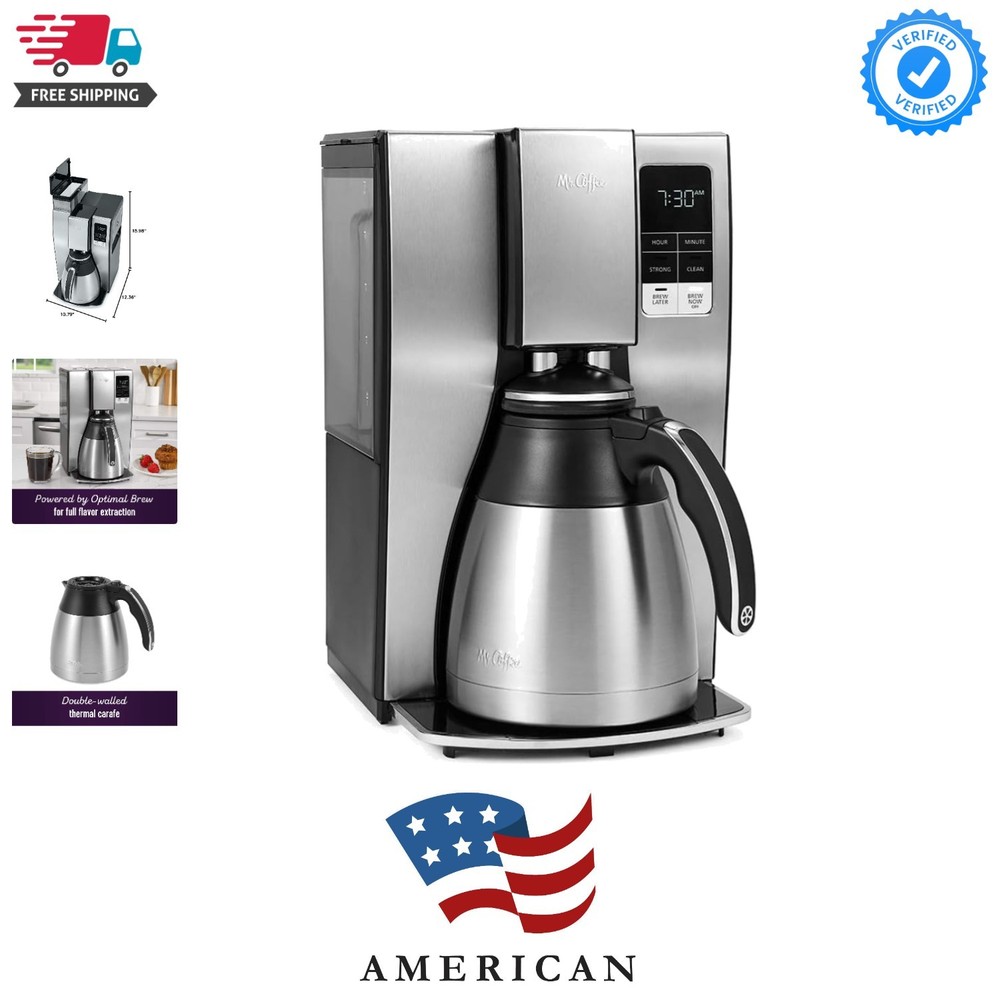 10-Cup Programmable Coffee Maker, Insulated Thermal Carafe, Brew Strength Sel...