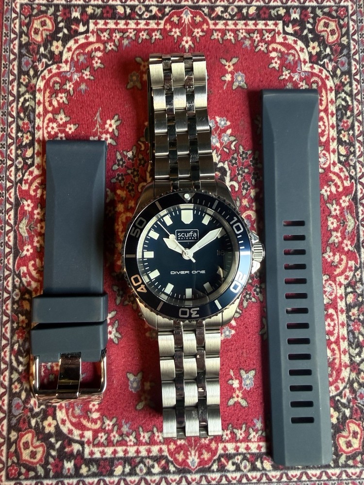 Scurfa Diver One “Gloss Blue” – Full Kit – Bracelet + Rubber Strap