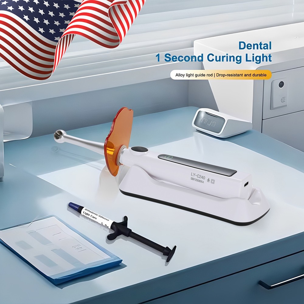 Dental LED Light Cure Lamp Cordless Metal Head 1 Second Fast Curing Light 4 Mode