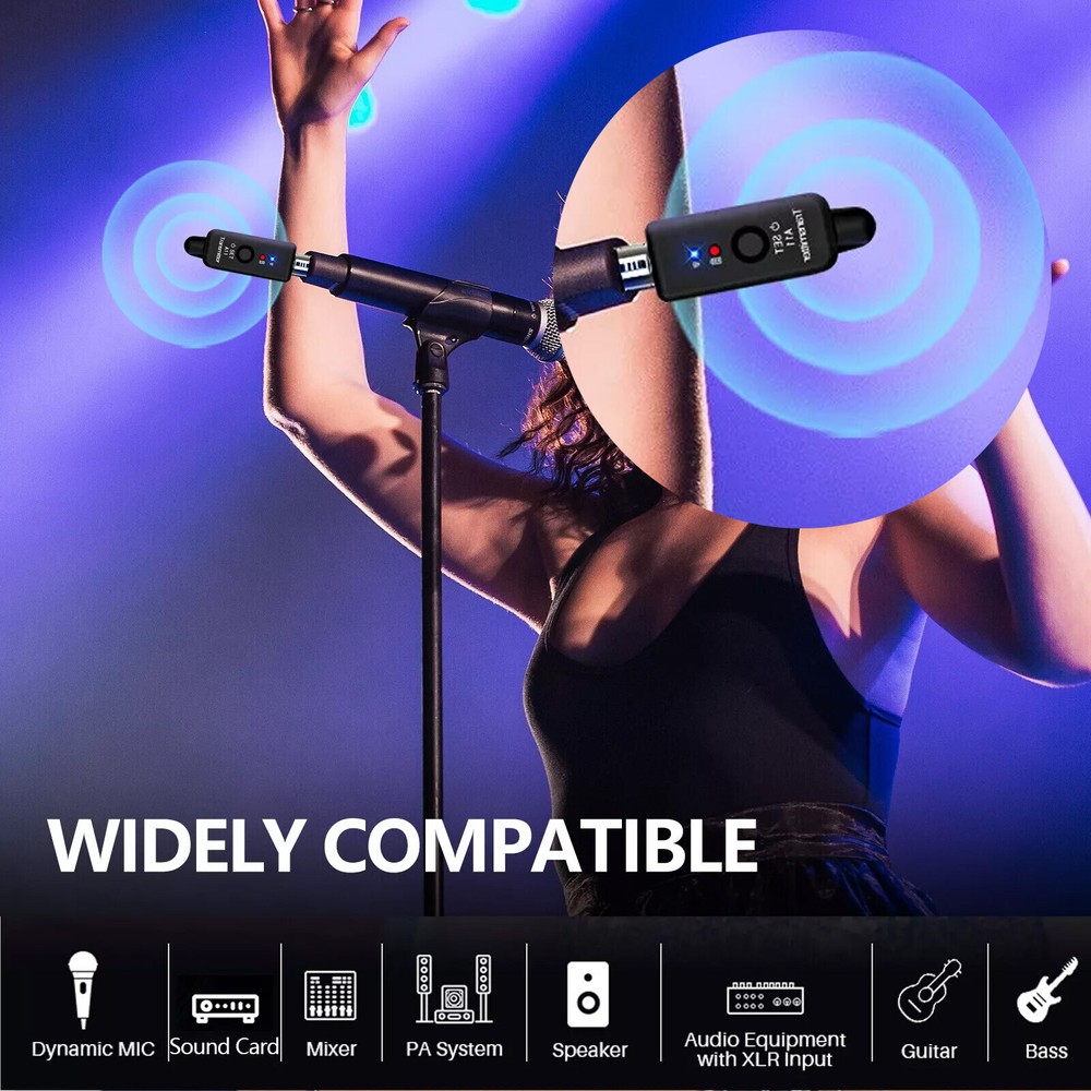 For Mic Guitar MixerWireless XLR Adapter System Dual Transmitter&Receiver