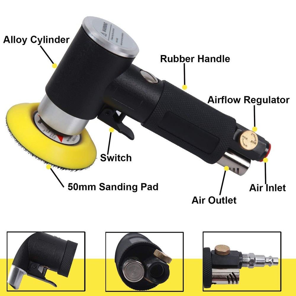 2" And 3" Random Orbital Air Mini Sander Pneumatic Sander For Auto Sanding Tools