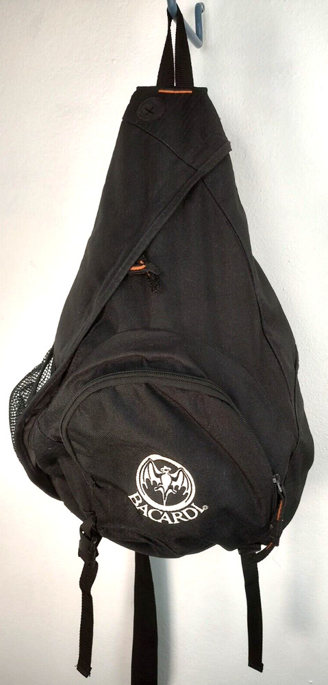 Bacardi Black Backpack Single Strap Side Opening 2 Zipper Storage Back pack