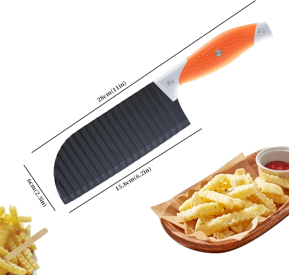 Crinkle Cutter for Veggies, Cut 6.6", Black Blade + Orange Handle
