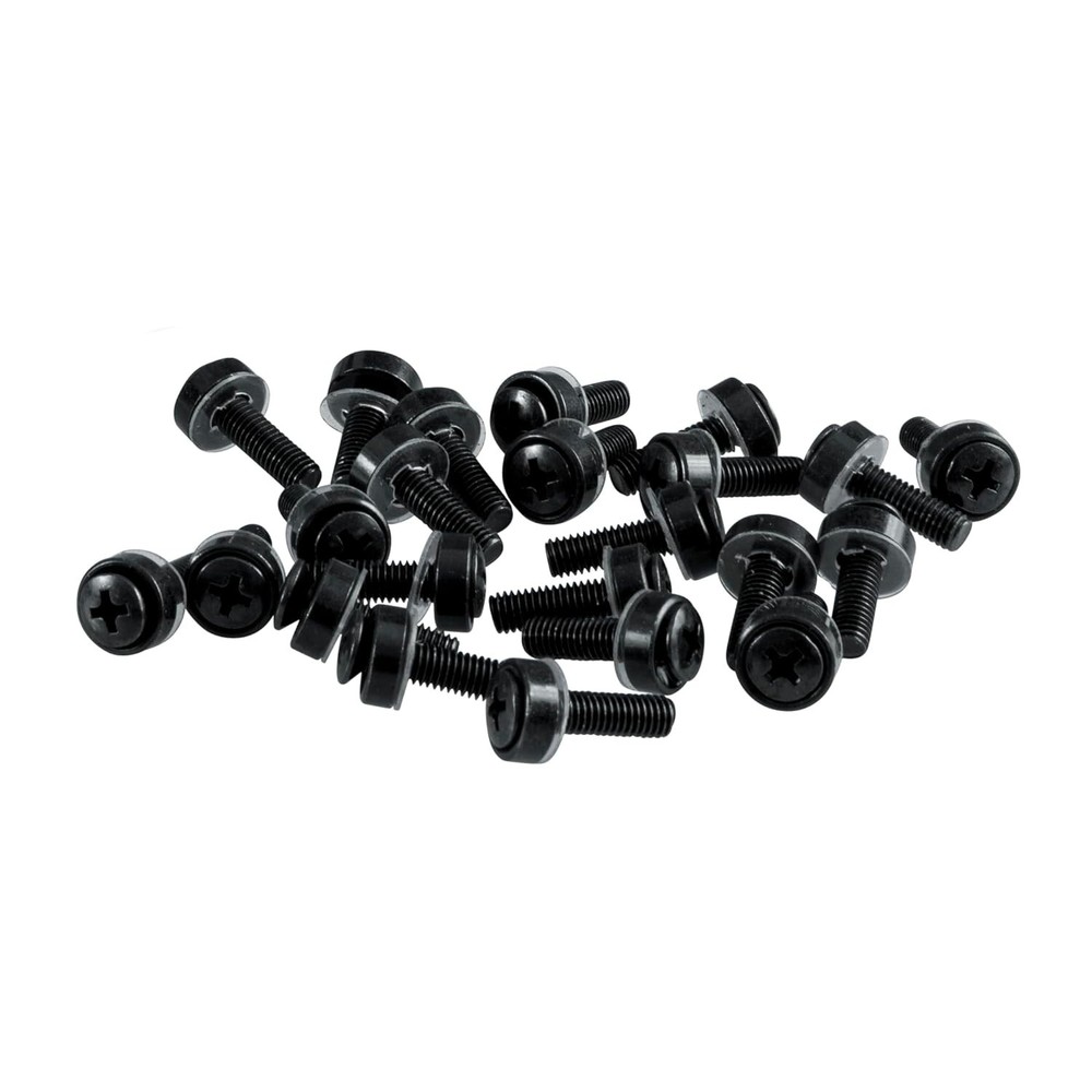 Professional Black Rack Screws Set, 25 Count - Compatibility with 10/32 Systems