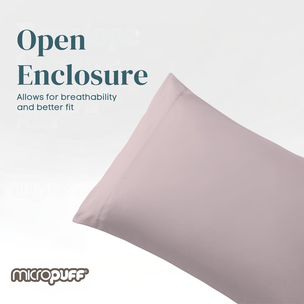 Micropuff Standard Size Pillow Cases, Open End - 2 Pack - Soft and Breathable...