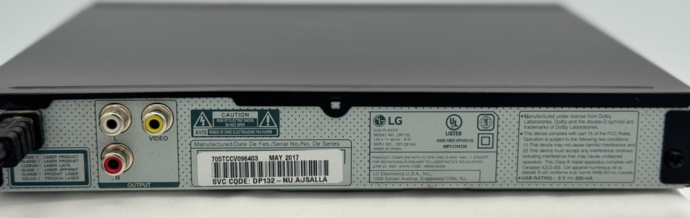 LG DP 132 DVD/CD Player - Tested - NO REMOTE