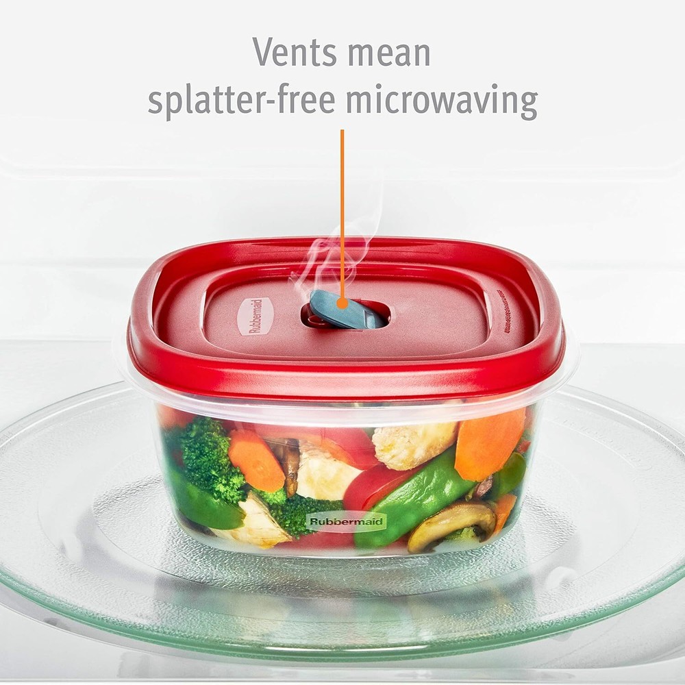 Rubbermaid 60 Piece Food Storage Container with Lid, Red