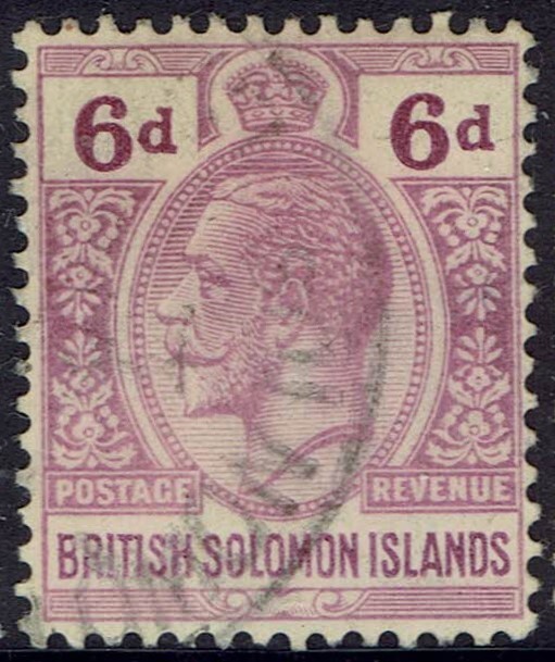 BRITISH SOLOMON ISLANDS 1922 KGV 6D WMK MULTI SCRIPT CA USED