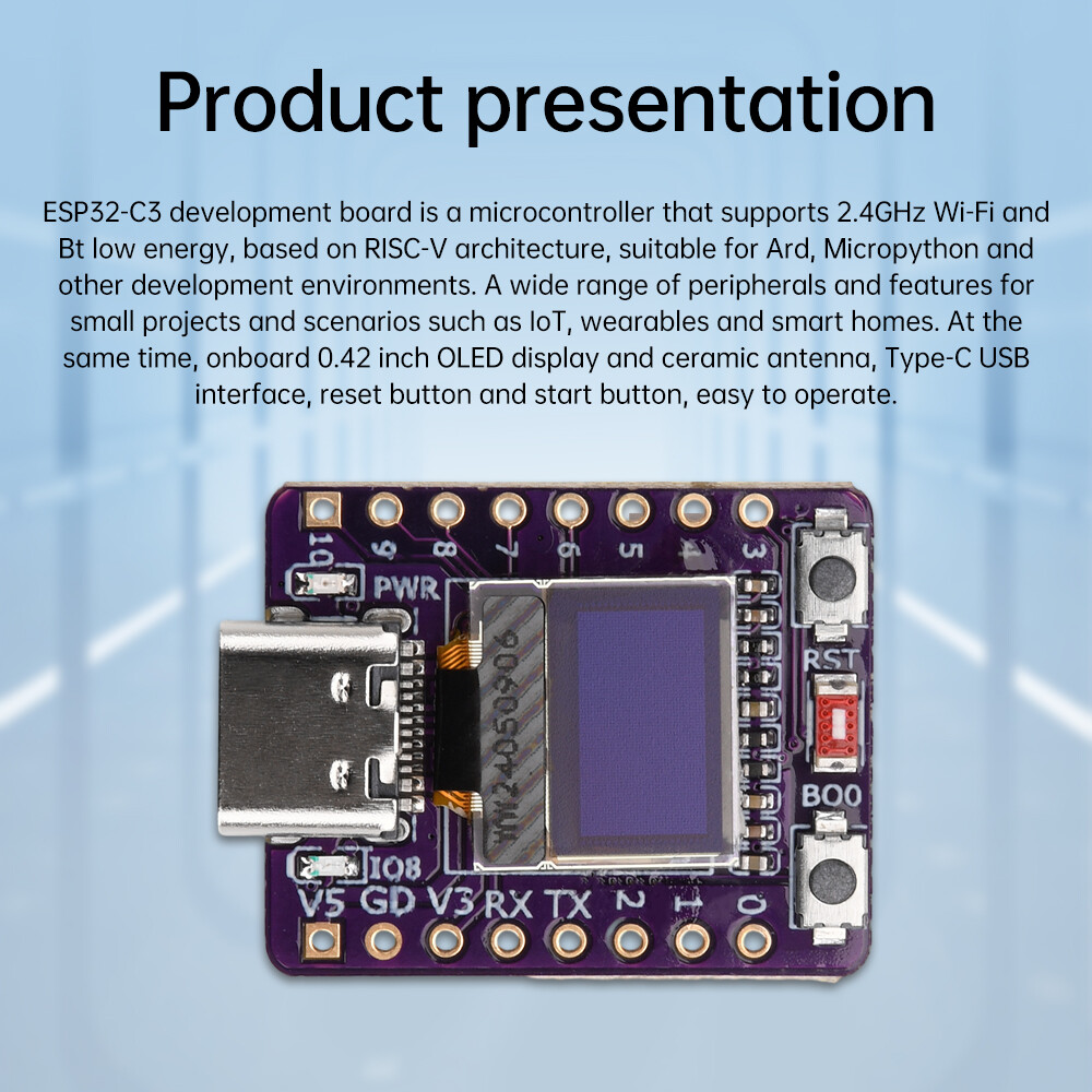 ESP32-C3 0.42-inch OLED WIFI Bluetooth Development Board Type-C 4M SPI Flash