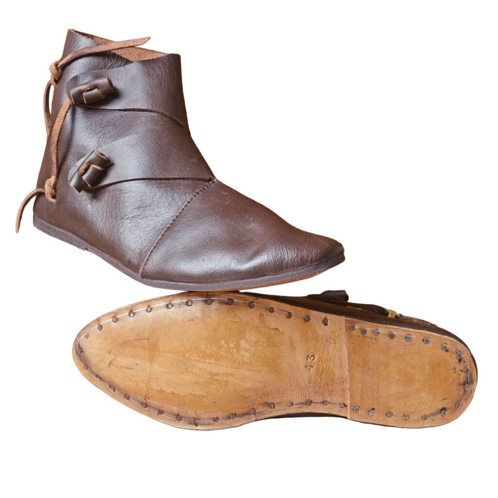 Viking Leather Toggle up boot pair Brown Leather Button up Boot Footwear pair