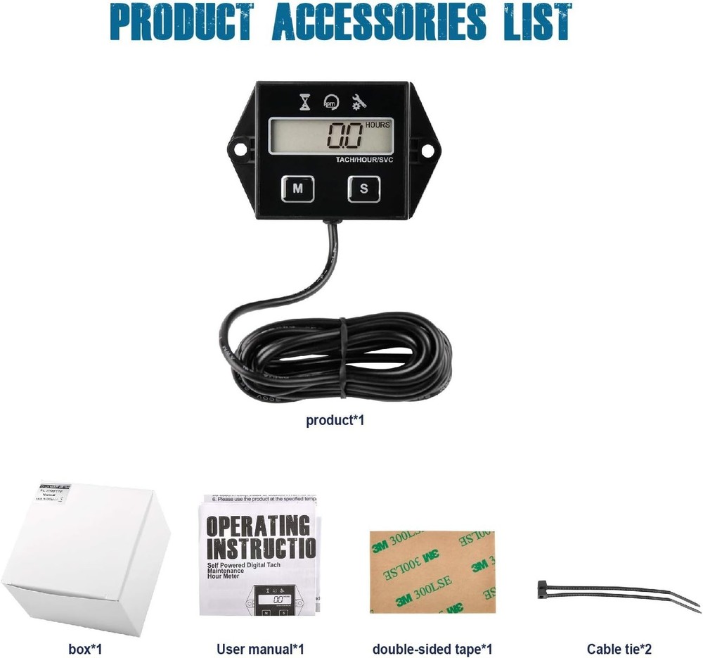 User-Friendly Digital Hour Meter with Maintenance Reminder for Outdoor Machinery