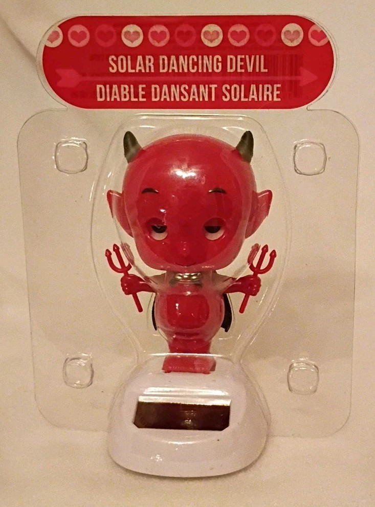 Solar Powered Dancing Devil Black Cape And Pitch Forks Dances