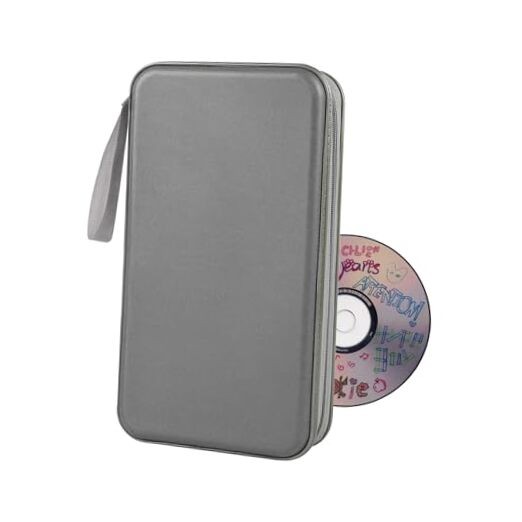Car CD Case Holder, 80 Capacity CD/DVD Cases Holders Hard Plastic Gray