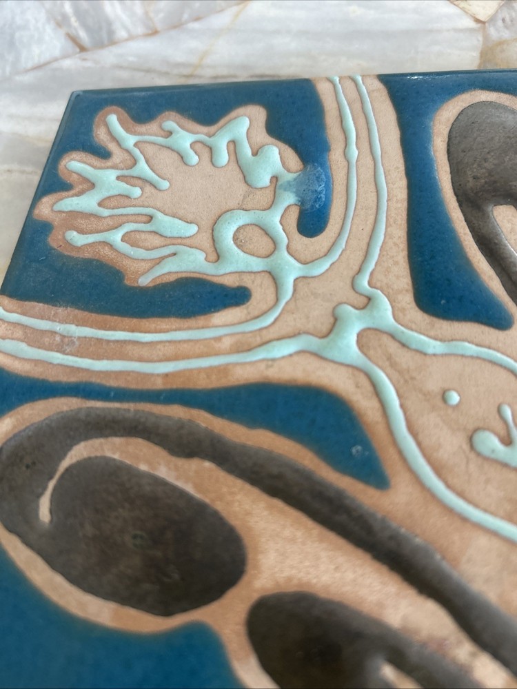 Art Nouveau Ceramic Tile Signed
