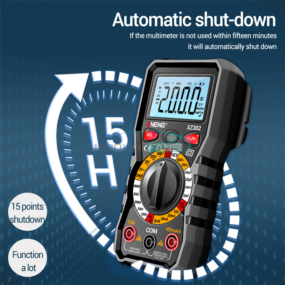 Professional Digital Multimeter AC DC Volmeter Resistance Capacitor Diode NCV