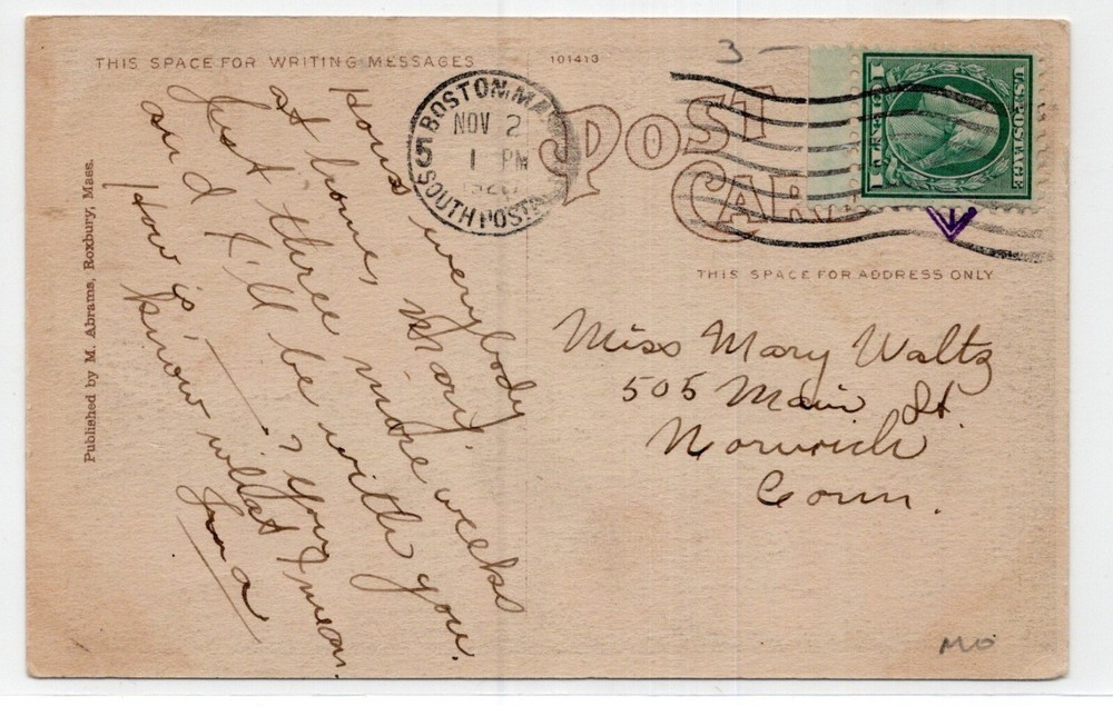 1920 Postcard Boston Beans MA Sc#542 solo use