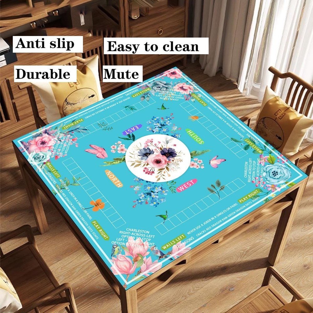 mahjong mat for table with Drawstring Light Blue 31.5 inches