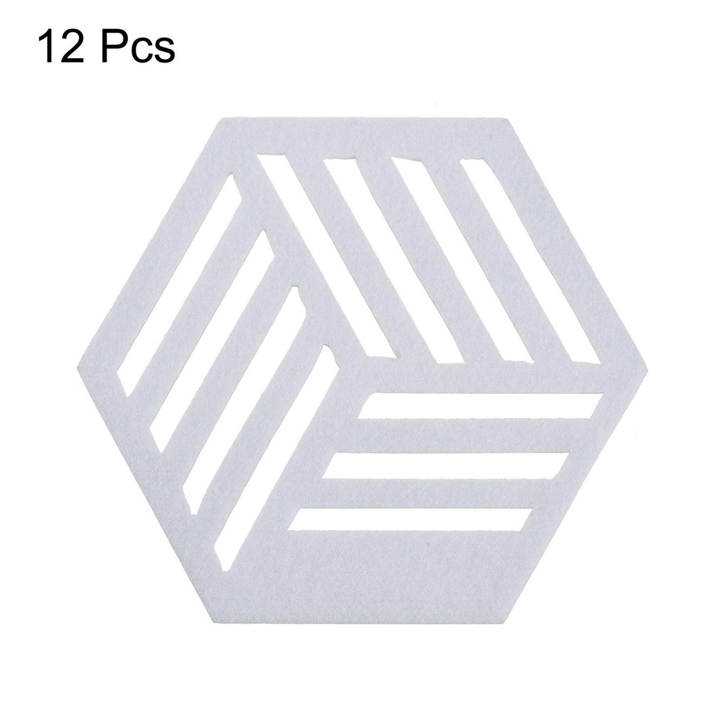 Felt Coasters 12pcs Hexagonal Mat Tampons Coasters, White