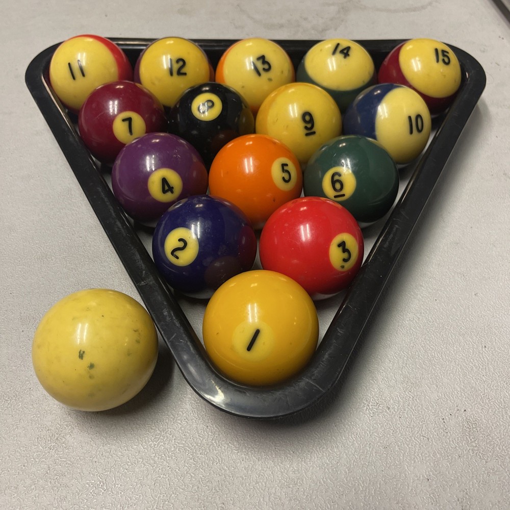 Vintage Billiard Pool Balls with Rack Full Set - 2 1/4" - ARAMITH?