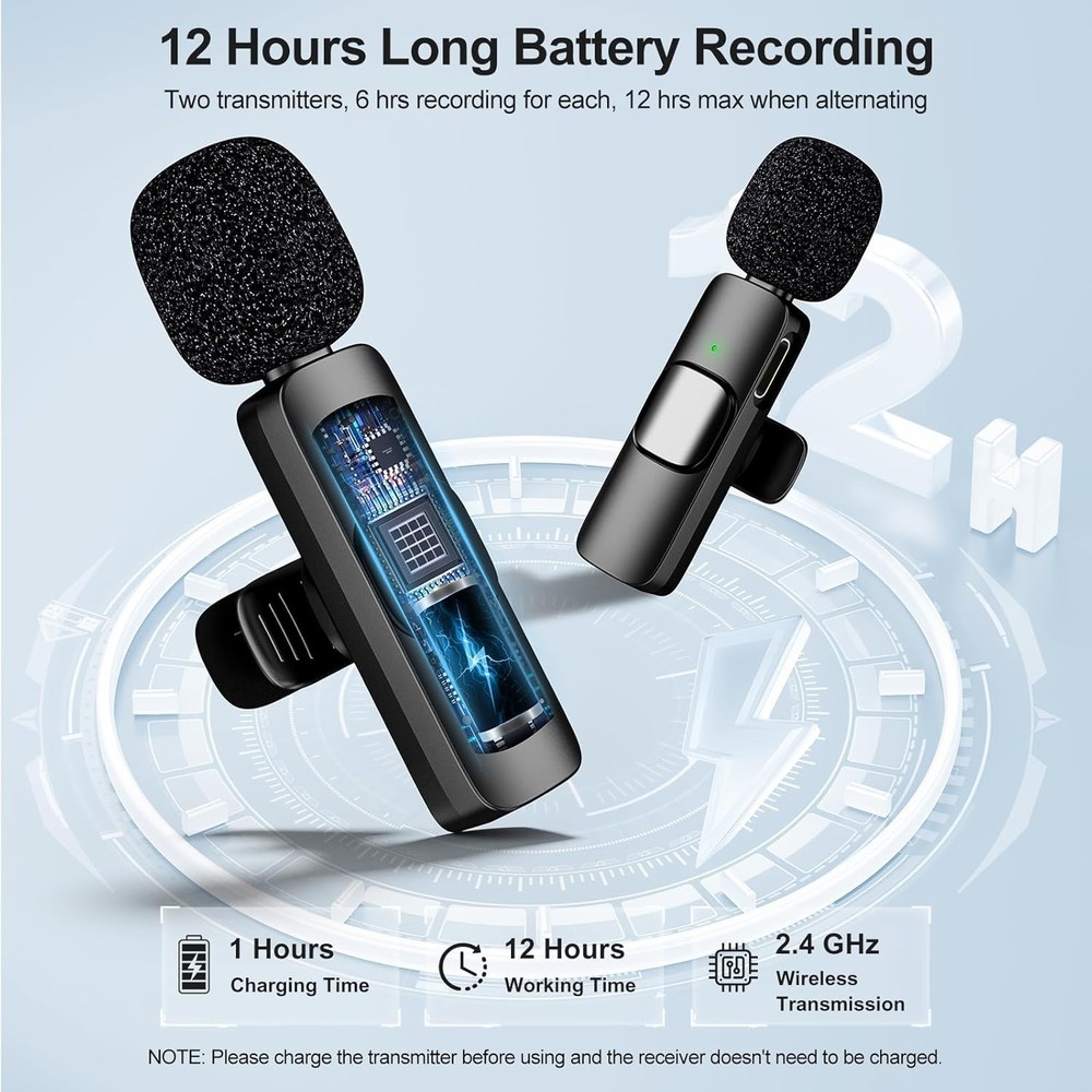 Compact Wireless Lavalier Mic for Content Creators - iPhone & Android Compatible