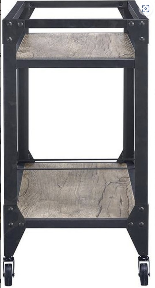Jorgensen Rustic Oak & Charcoal Finish Serving Cart