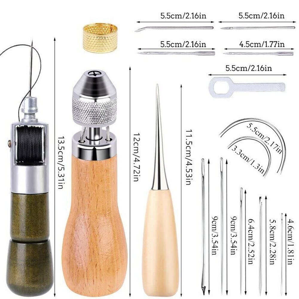 Leather Sewing Awl Thread Kit with Waxed Thread Manual Speedy Stitcher Tool (...