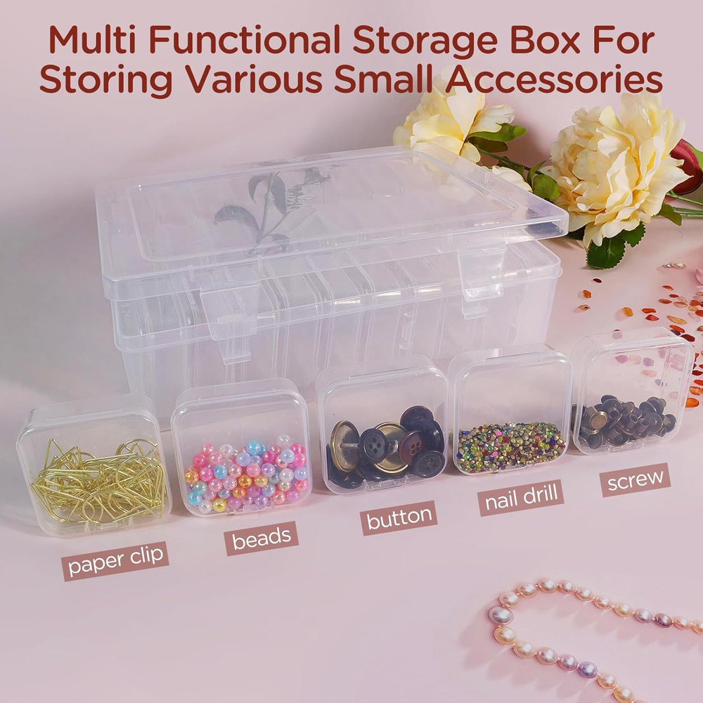 30Pack Bead Organizer Box with Hinged Lid - Clear Bead Storage Containers for Or