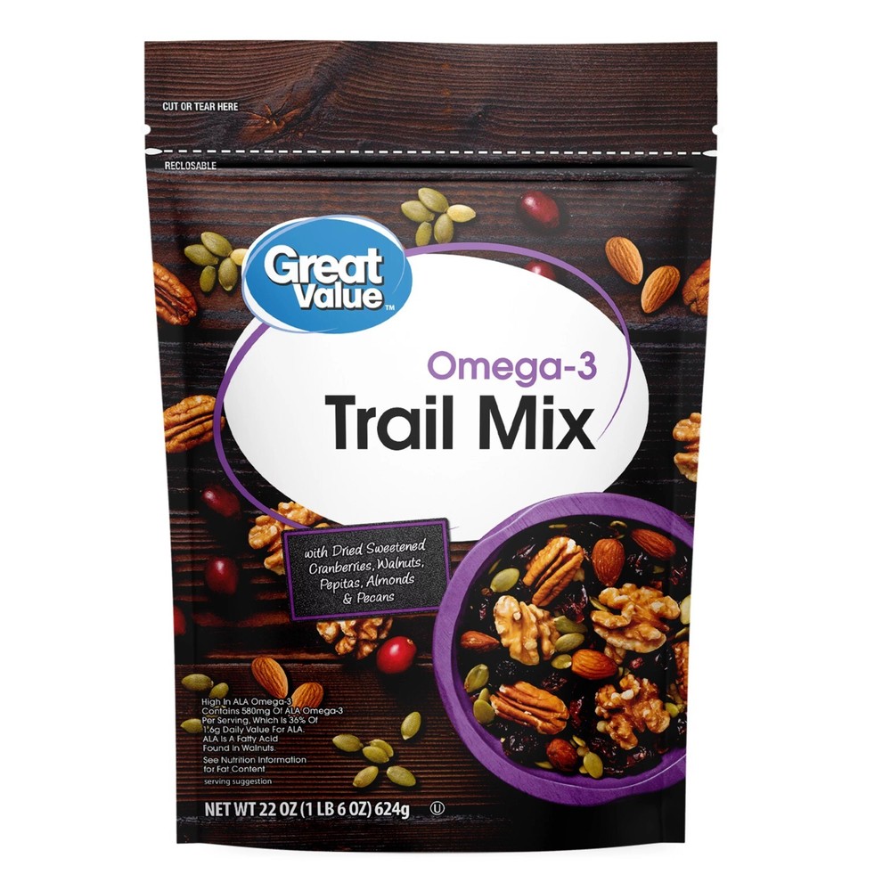 Great Value Omega3 Trail Mix, 22 Oz (Pack of 2)