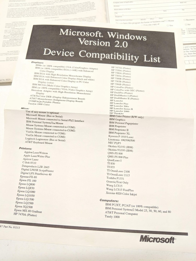 Original Vintage Microsoft Windows Presentation Manager Software 2.0 1987 3.5"