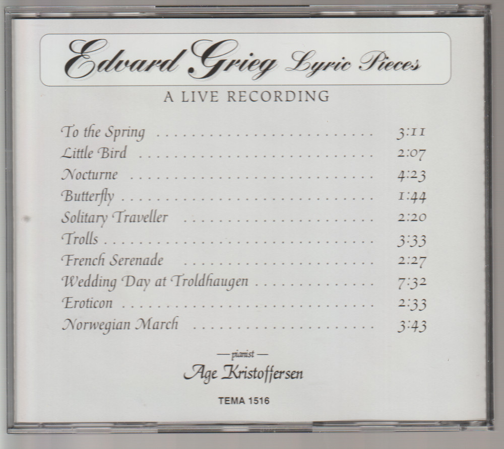 AGE KRISTOFFERSEN, "EDVARD GRIEG", MUSIC CD (SIGNED)