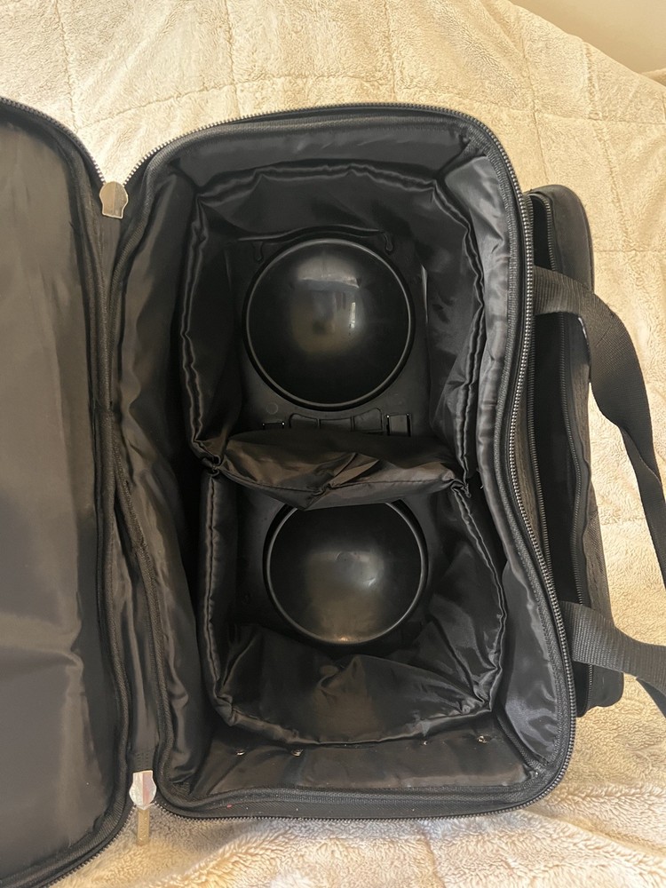 Pyramid Path Double Bowling Ball Tote -Black-Roller Bag-Shoe Storage Compartment