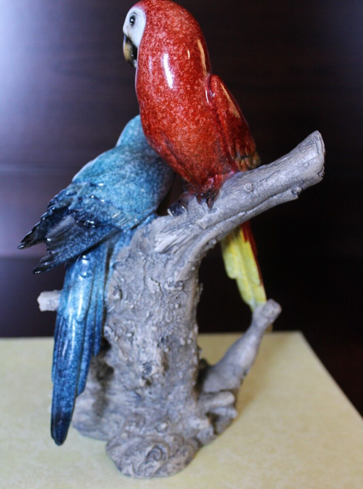 Red Blue/Yellow Parrot's Hand Painted 10" Tall