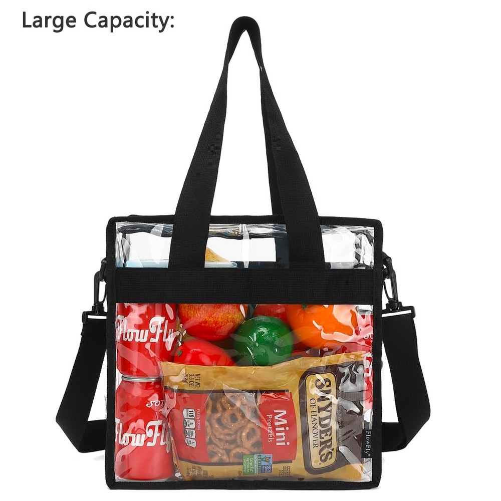 Lunch Bag Small Clear Work See through Plastic Box Adjustable Strap Bag Reusable