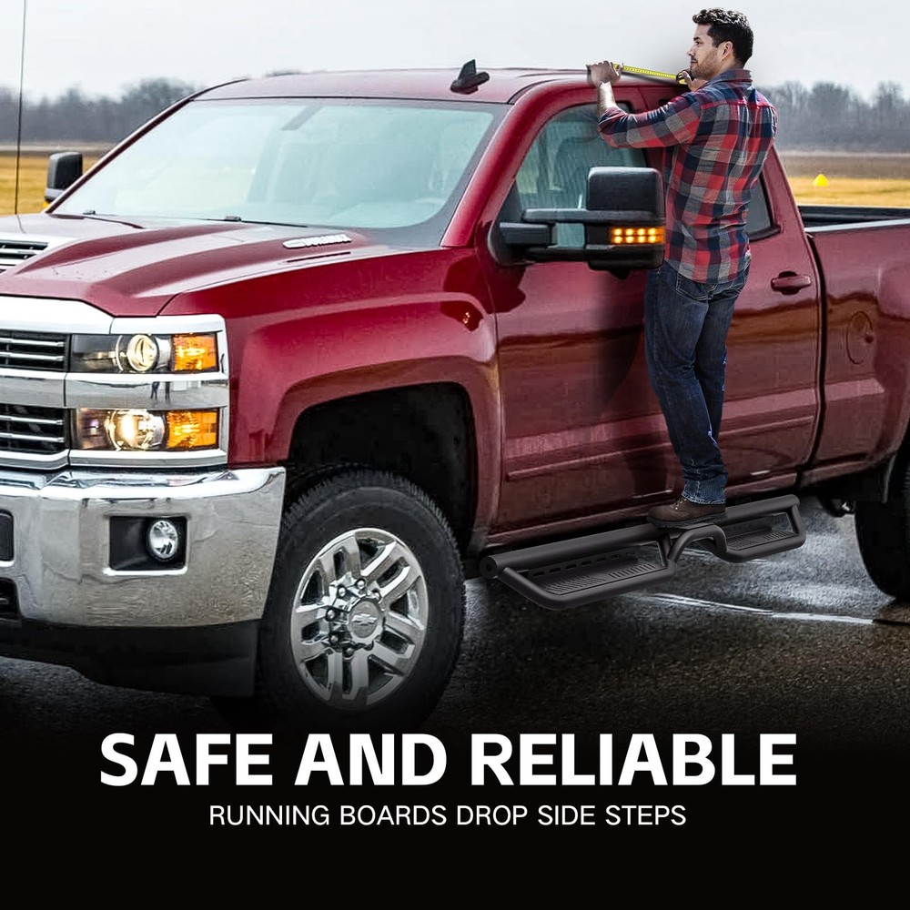 Double Cab Running Boards Side Steps Compatible with 2007-2018 Chevy Silverado