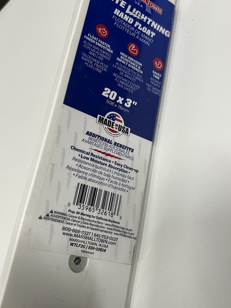 Marshalltown WTLF20 White Lightning 20 x 3” Hand Float