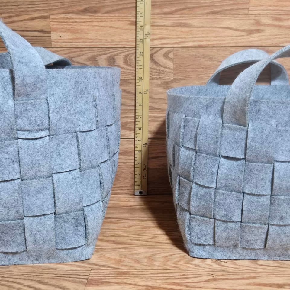 2 Hand Woven Hand Sewn Felt Baskets [SH]