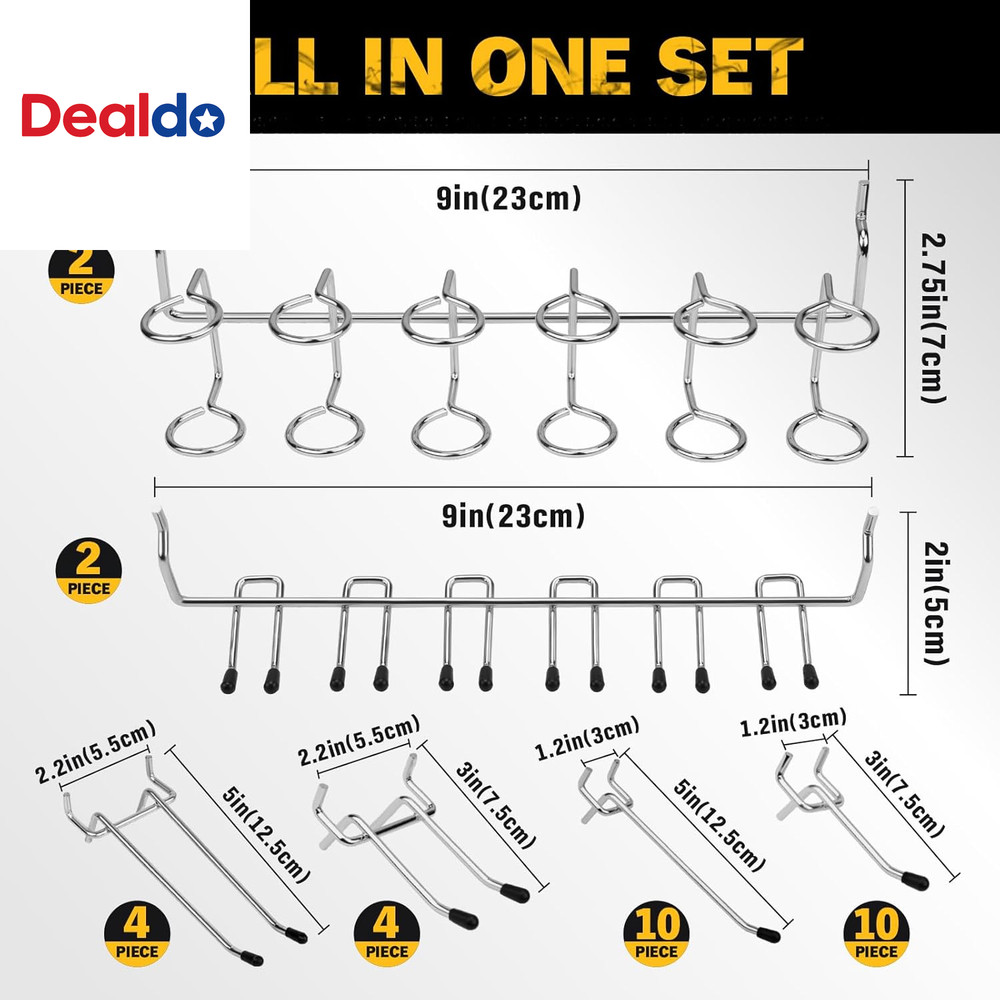 297 Piece Pegboard Hooks Kit, Peg Board Organizer Accessories with Bins for Orga