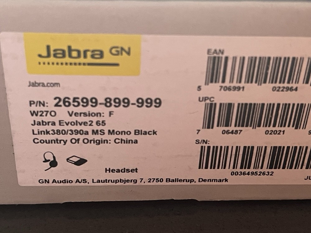Jabra Evolve2 65 Mono Wireless Headset (MS Teams, USB-A) - Black