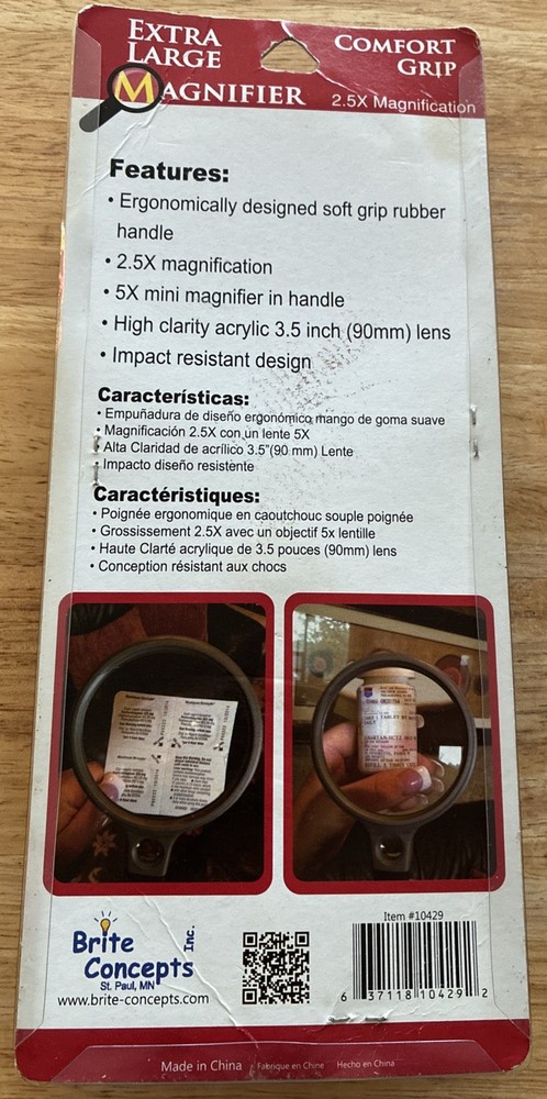 Brite Concepts Extra Large 3.5” Lens Magnifier With 5x Mini Magnifier New
