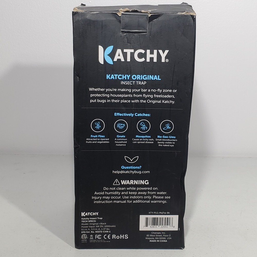 Katchy Automatic Indoor Insect Trap - Black UV Light Table Top Bug Catcher