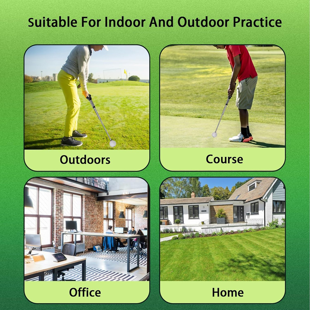 Retractable Golf Swing Trainer, Golf Training Aid and Grip Trainer with Click Fe