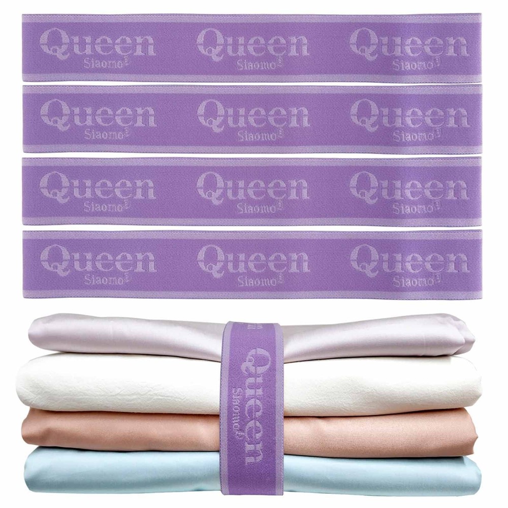 Bed Sheet Organizer Bands, Sheet Set Storage Size Marking Bands, Elastic Bedd...