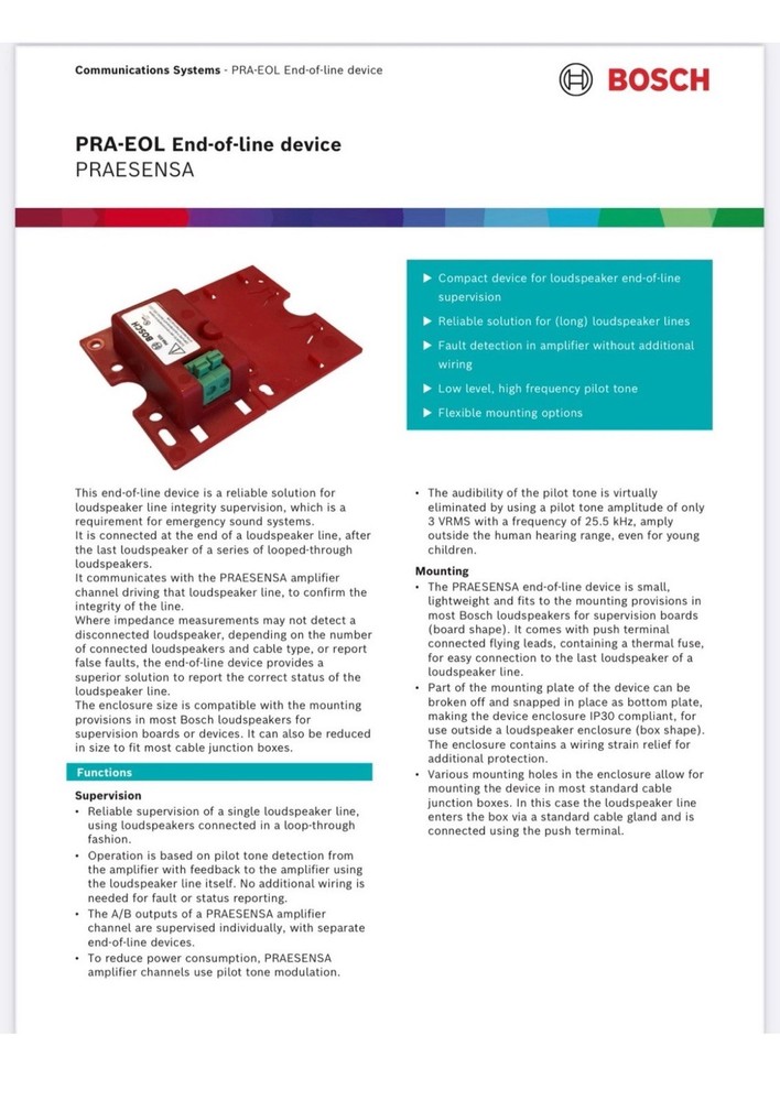 BOSCH PRA-EOL End-of-line device