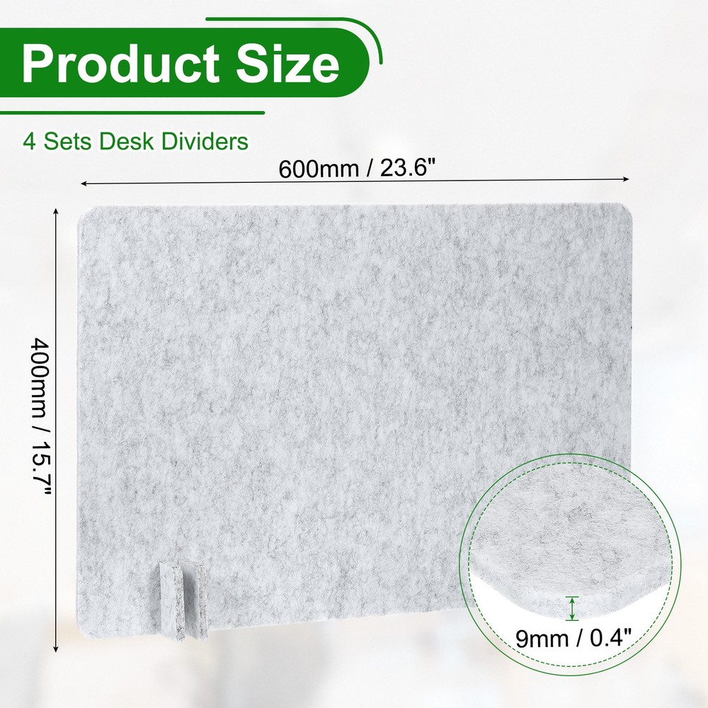 4 Set 24" x 16" Desk Divider Privacy Panel with 16Pcs Support Feet,Light Grey