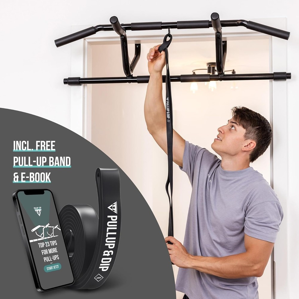 PULLUP & DIP Pull-Up Bar for Door Frames for Hanging without Screws and No Slipp