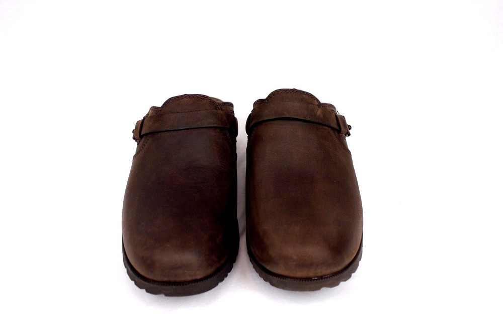 TEVA DELAVINA MULE DARK BROWN WATERPROOF LEATHER CLOGS SIZE 8 US