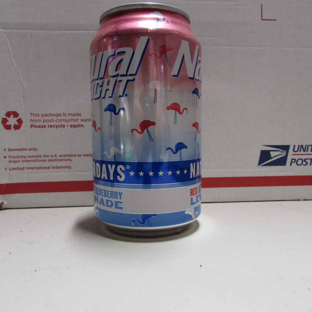 NATURAL LIGHT NATURDAYS empty 12oz beer can RED WHITE BLUEBERRY