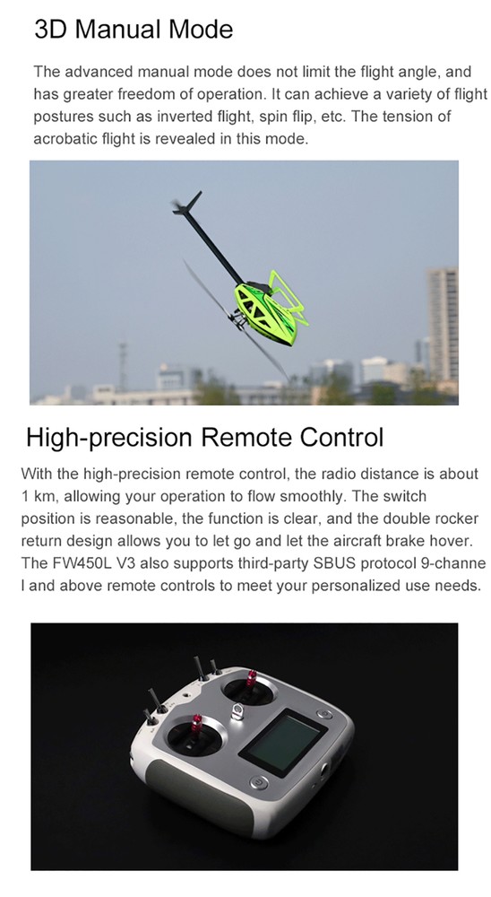 Fly Wing FW450L V3 6CH GPS 3D Automatic Return Transmitter RC Helicopter RTF US