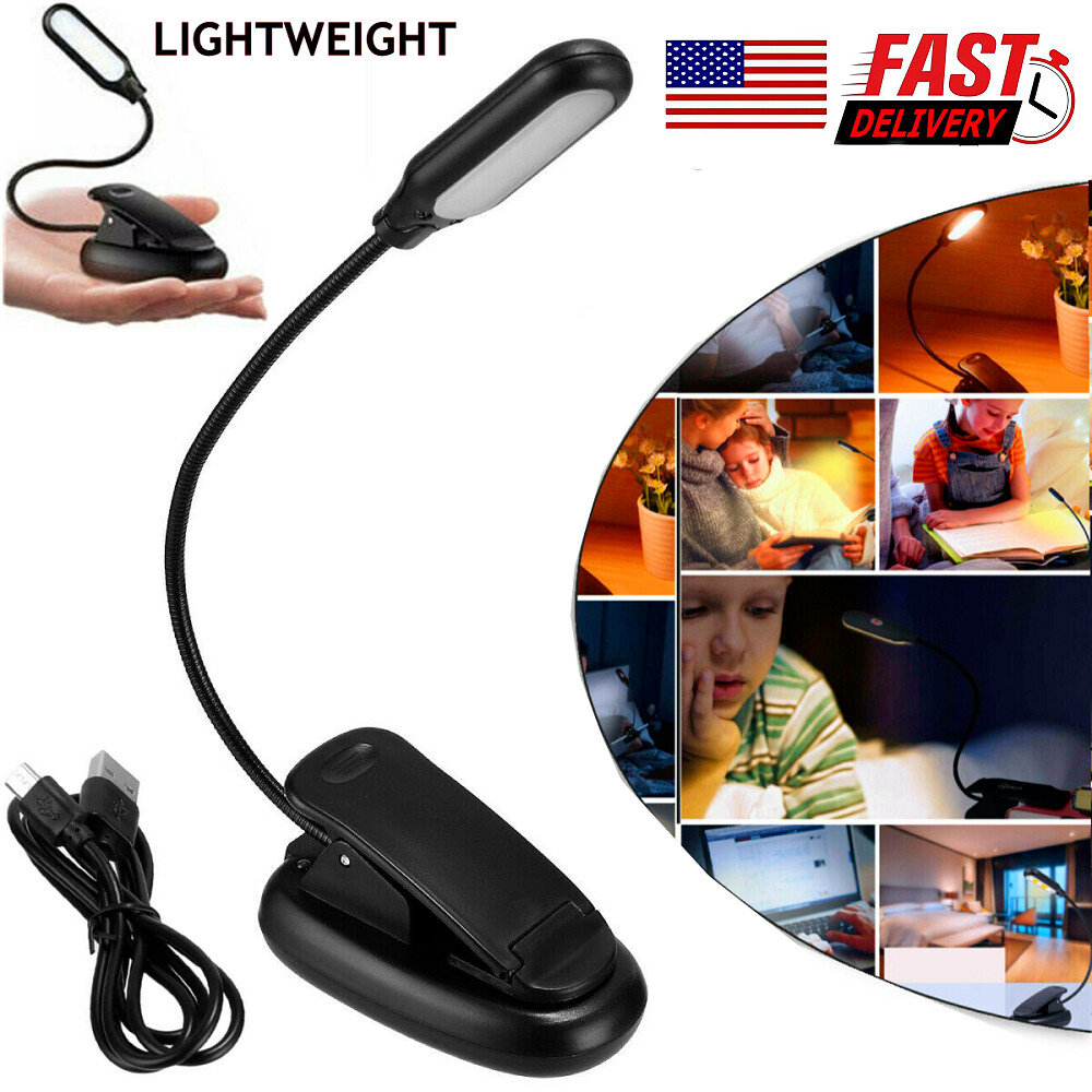 USB Rechargeable Mini LED Reading Book Light with Flexible Clip Desk Table Lamp