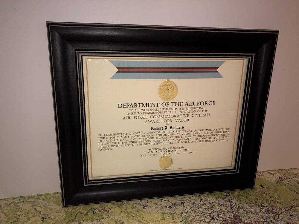 USAF COMMEMORATIVE CIVILIAN AWARD FOR VALOR CERTIFICATE Type-1